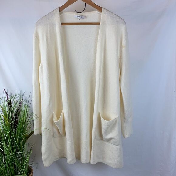 Madewell Ivory Ribbed Knit Open Front Sweater S - Picture 1 of 3